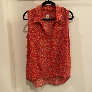 CAbi Red and Orange Sleeveless Blouse